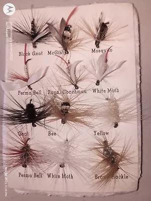 Set 12 Fly Fishing Lures Bait Tackle Bee Mosquito Gnat Perma Bell Moth • $8.50