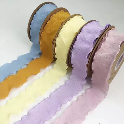 Ribbon Lace Edge Ribbons Silk Ribbon DIY Decoration Fabric Pleated Wrinkled  • £2.74