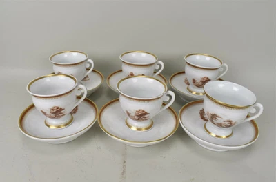 $209.99 • Buy VA Vista Alegre Portugal Teacup Saucers Gold Burnt Orange Set Of 12 