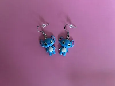 Disney’s Stitch Cartoon Character Blue Drop Earrings On French Wires New Cute! • $6.95