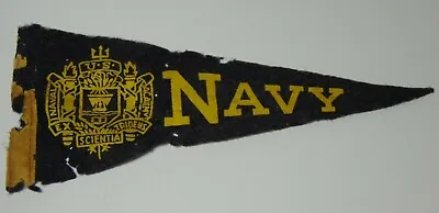 8 1/2  Old Vintage 1950s US NAVY Annapolis Maryland USA MILITARY GRAPHIC PENNANT • $13.99