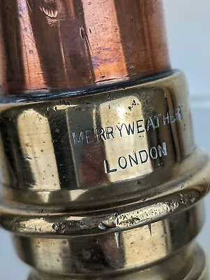 Antique Merryweather London Fire Brigade Hose Nozzle Copper & Brass 5/8 Fireman • $149.14