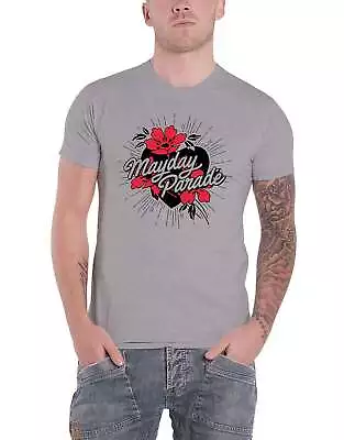 Mayday Parade T Shirt Heart And Flowers Band Logo New Official Mens Grey • $18.89