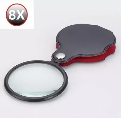 8x Folding Magnifying Glass Pocket Small Size Optical Magnifier Lens Eye Loupe • £5.45