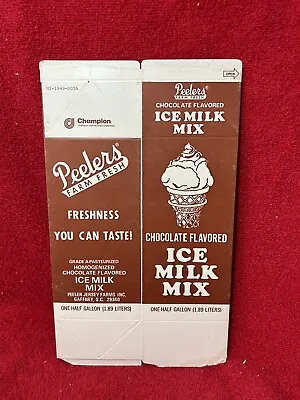 Peeler Jersey Farm Gaffney SC Half Gallon Flat Wax Carton Chocolate Ice Milk Mix • $9