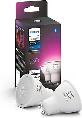 £73.89 • Buy **Philips Hue White Colour Ambiance GU10 Spot Light Bulbs Bluetooth TWIN PACK **