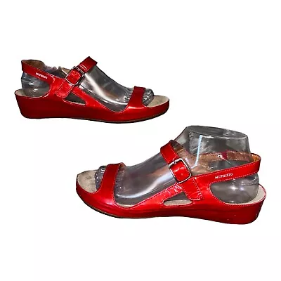 Mephisto Ankle Strap Sandals Womens Red Leather Upper Size 39 • $20