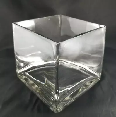 £15.62 • Buy Glass Cube Heavy Clear Vase 6  Square Wedding Flower Vase Centerpieces Cubic