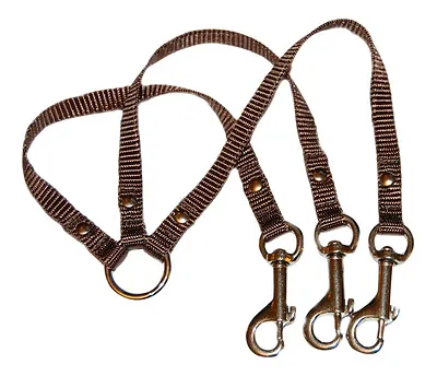 Chocolate Brown Small Dog/pup 3 Way Coupler Lead 1/2  Webbing • £9.25