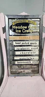 Vintage Meadow Gold Ice Cream Menu Board Glass Sign • $74.99