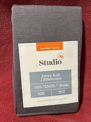 Studio 3B 100% Tencel Modal Jersey Knit 2 Standard Pillowcases Excalibur Grey • $29.99