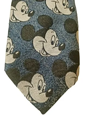 Vintage Cervantes MICKEY MOUSE DISNEY Tie Necktie Blue Mickey's Head Retro Cool • $12.99