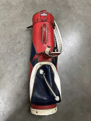 Vintage Titleist Acushnet Red White & Blue Leather Cart Golf Bag • $49.90