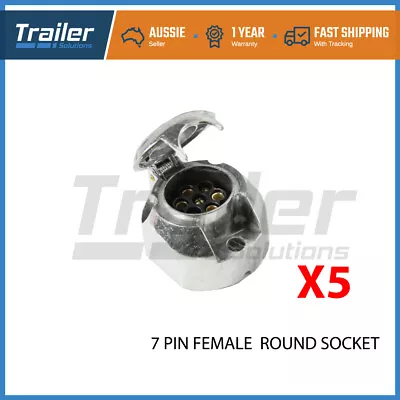 X5 7 Pin Round Plug Female Metal Trailer Adapter Connector Boat Caravan • $24.90