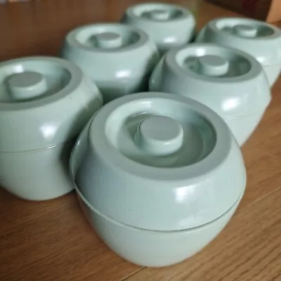 Vintage Melamine 6 Mint Green Plastic Bowls With Lids • £0.99