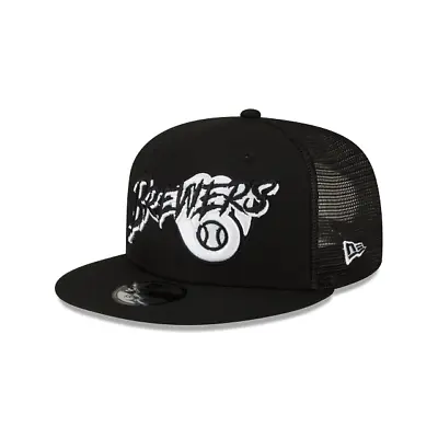 Milwaukee Brewers New Era MLB  Black Street  Trucker 9Fifty Snapback Hat~Black • $24.99