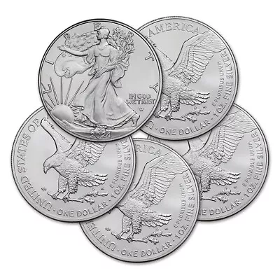 2024 1 Oz American Silver Eagle Coin BU - Lot Of 5 Coins • $152.30