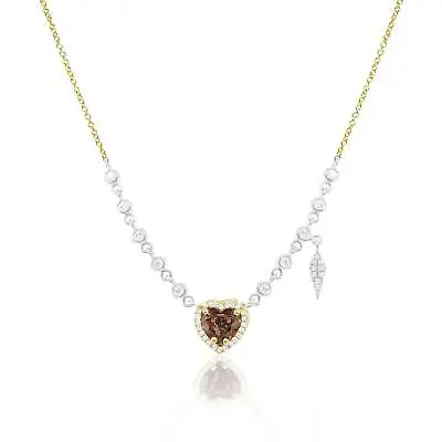Yellow Gold Champagne Diamond Heart Necklace 14kt • $1250