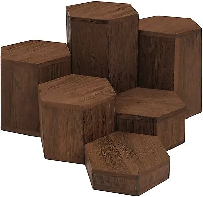 Wooden Hexagon Display Plinths Multi-Tier Risers/Stands For Retail/Home Shelves • £23.99