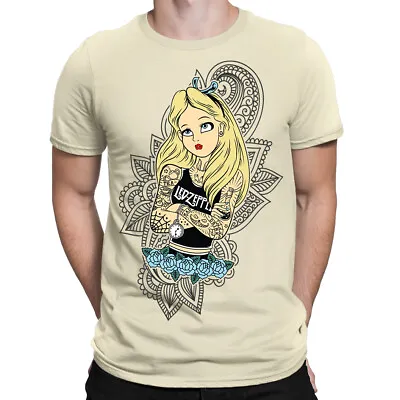 £10.95 • Buy Alice In Wonderland Biker Punk Princess Mens T-Shirt Biker Goth Alternative Rock
