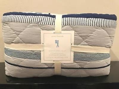 NEW Pottery Barn Kids Dustin Dino Full/Queen Quilt Dinosaur Gray Marine Blue • $159.95