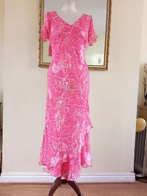 Beautiful LIBRA Silk Viscose Devore Midi Dress FAIRYCORE 90s • £24