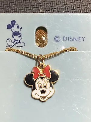 Minnie Mouse Necklace Original Packaging 15mm Figure Gold Coloured Chain • £4.95