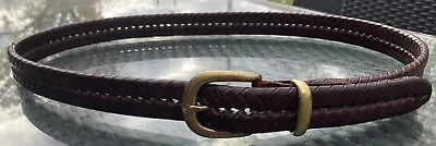 COACH Belt Men's Leather Brown Braided Woven Solid Brass Buckle Sz 40/100cm • $40