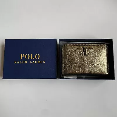 Polo Ralph Lauren Wallet Gold Metallic-look Zip-around Western Cowboy Rodeo Chic • $39.99