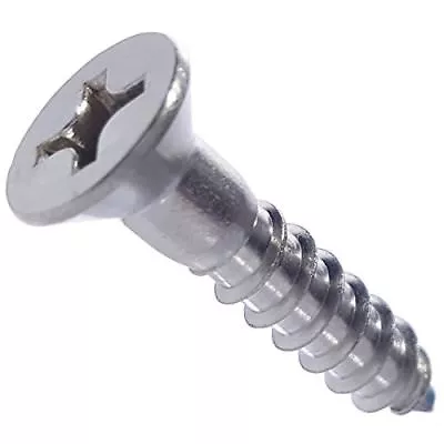 #6 X 1-1/2  Phillips Flat Head Wood Screws 316 Marine Stainless Steel Qty 50 • $14.42