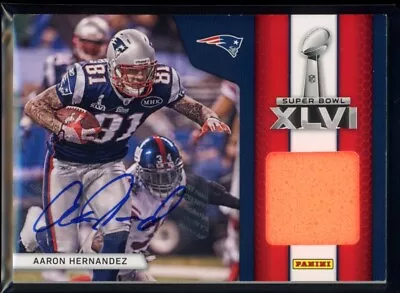 2012 Panini Black Friday #12 Aaron Hernandez Super Bowl XLVI Pylon GU Patch Auto • $1295