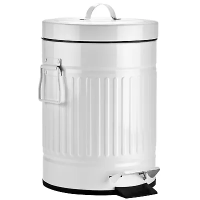 Autumn Alley White Metal Pedal Waste Bin | 5L 1.3 Gallon Trash Can • $27.50