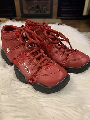 Freddy Red Dance Fitness Sneakers Split Sole Workout Shoes Womens 5.5 Lace Up • £9.64