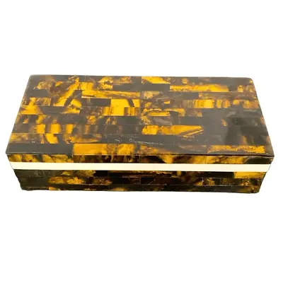 Jewelry Box Storage Gift Handmade Brown Tortoise Shell Color Mosaic Box Big NEW • $50