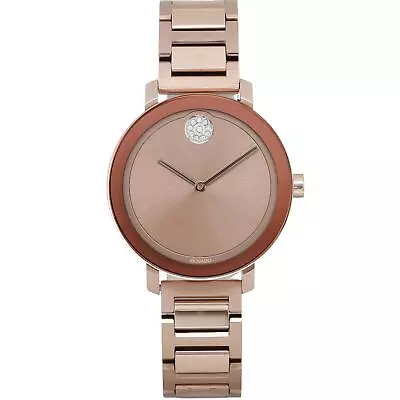 Movado Bold Evolution Steel Rose Gold Dial Quartz Ladies Watch 3600824 • $299