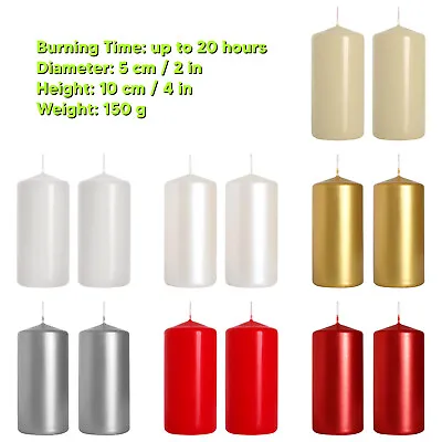 Pillar Candles Pack Of 2 Unscented Long Burning Time 10 X 5 Cm / 4 X 2 In • £7.99