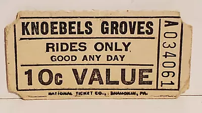 Vintage Single Ticket Knoebels Groves Amusement Park Rides Only 10¢ Value • $4.99