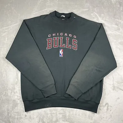 Vintage 90s Chicago Bulls Sweatshirt Mens XL Pro Player NBA Black Embroidered • $37.99