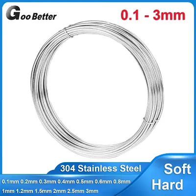 304 Stainless Steel Wire 0.1mm-3mm Single Strand Soft And Hard Jewellery Durable • £84.59