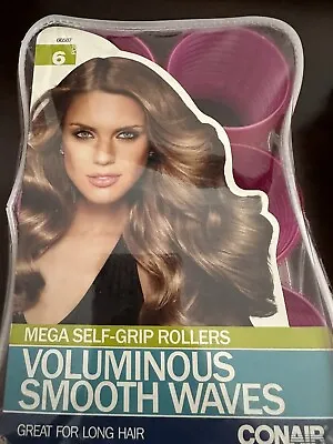 New 6 Pack Conair Mega Self Grip Hair Rollers Long Hair Wavy 2.5 Inch • $8