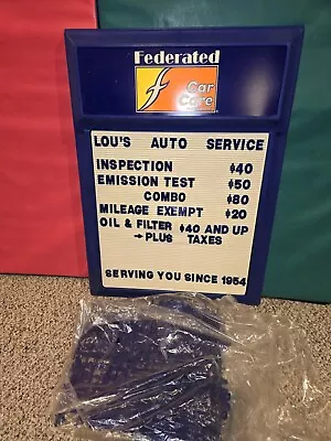 Vintage 2001 Federated Car Care Letterboard Garage Auto Repair Shop Sign • $200