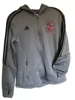 Womens Medium Adidas Vassar College Volleyball Climawarm Zip Gray Hoodie New • $29.95