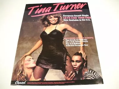  TINA TURNER Let's Stay Together - European Smash/Now U.S. 1984 Promo Poster Ad • $9.95