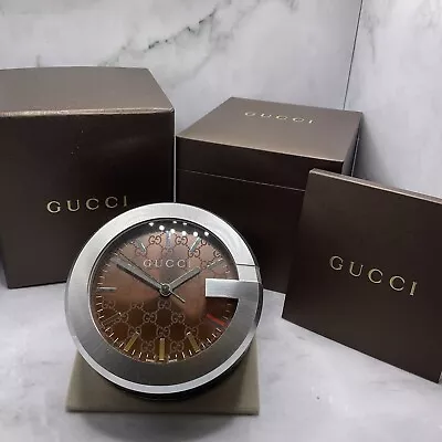Gucci Clock Model 210 Interlocking GG Pattern On Dial And SidesStunning Piece. • $186.49