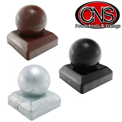 METAL BALL FENCE POST CAPS |  Oxide Red-Zinc Dip Galvanised-Epoxy Black- 2/3/4   • £3.96