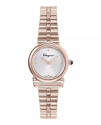 Ferragamo Womens Gancini Horizontal Rose Gold 22.5mm Bracelet Fashion Watch • $237.99