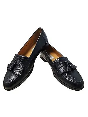 Mezlan Rodeo Crocodile Black Loafers With Tassels- Size 10 M. C1355 • $320