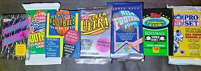 $12.99 • Buy Wholesale Lot Of Unopened FOOTBALL Cards In Wax Packs - Vintage 100 Card Lot