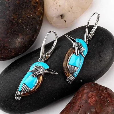$3.61 • Buy 925 Silver Vintage Turquoise Women Ear Hook Earrings Wedding Dangle Drop Jewelry