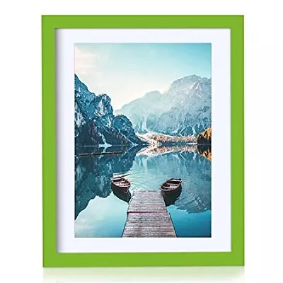 11x14 Picture Frames Green Display Picture Frame A4 Solid Wood With Mat Woode... • $28.22